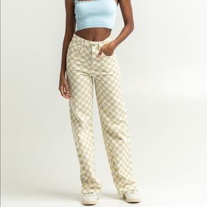 RSQ yellow checkered jeans